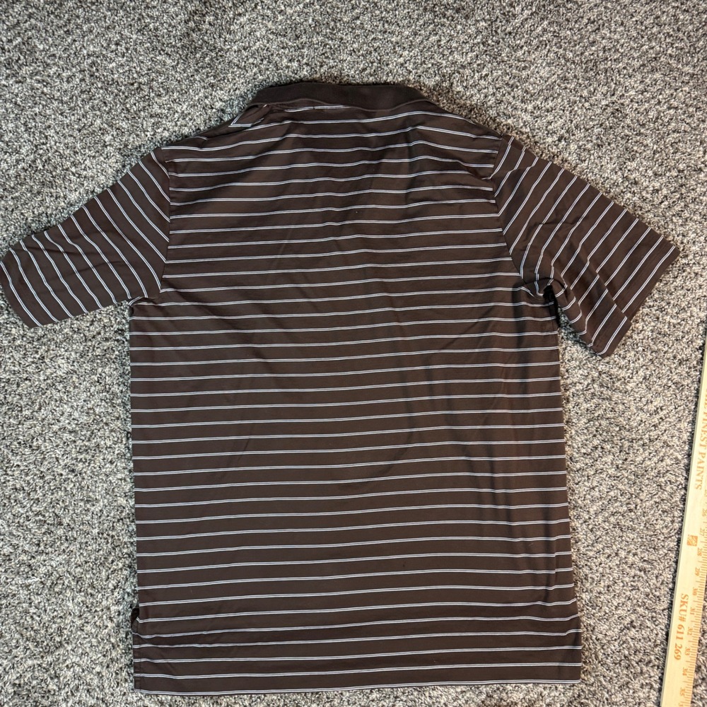 Polo Ralph Lauren Mens Large Brown Striped Pima Cotton Short Sleeve Polo Shirt - Picture 7 of 7